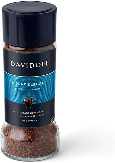 Davidoff Decaf Elegant Instant Coffee (100g) Jar By FEBORA - Velvety &amp; Delightful Flavor, Medium Intensity 6 | Smooth Arom...