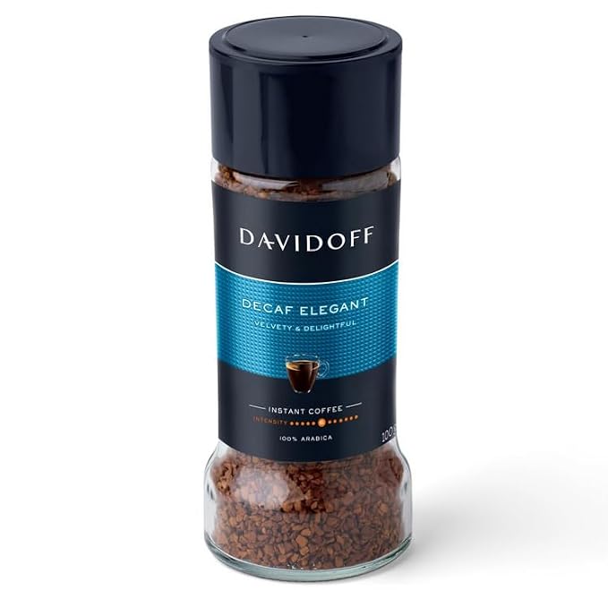 Davidoff Decaf Elegant Instant Coffee (100g) Jar By FEBORA - Velvety & Delightful Flavor, Medium Intensity 6 | Smooth Aroma Coffee for Anytime Enjoyment...