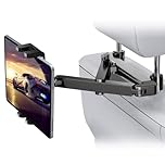 Car Headrest Ipad Holder, Aluminium Arm Tablet Car Mount Backseat with Foldable Depth Clip, Road Trip Essentials for Kids, Car Mount for 4.7-13" Tablets & Smartphones,iPad Pro Air Mini, Galaxy, Fire