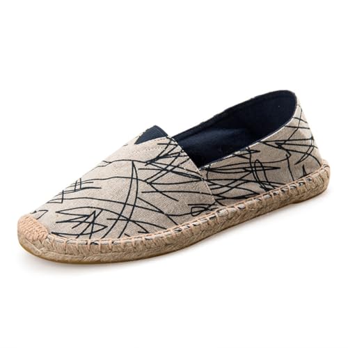 M&Catree Estampado Alpargatas Planas de Lona con Punta Cerrada para Hombre Mujer - Negro, CN 42