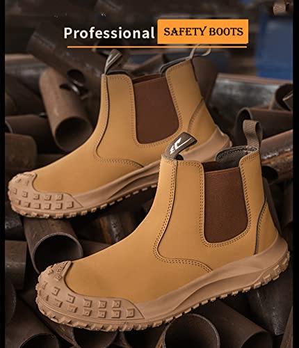 Chelsea Boots for Men Steel Toe Shoes for Work Waterproof Leather Anti-Slip Safety Shoes Fashion Slip on Boots2