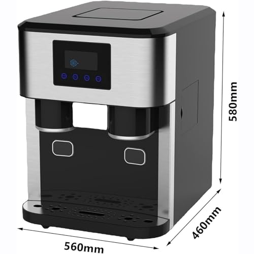 STWBHW Eismaschine for die Theke, 3-in-1-Eiswürfelmaschine und Eiscrusher, 150-W-Eiswassermaschine mit 1,8-l-Wassertank, 16 Eiswürfel in 6 Minuten fertig, 18 kg/24 h, for Restaurants, Hotels