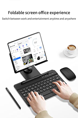 Shieid Galaxy Z Fold 4 Stand, 360°Rotate Pos Tablet Stand, Zip Pull Out, Lntegrated Folding Design Set [Folding Bracket/Keyboard/Mouse/Capacitor Pen] Stand Fits Galaxy Z Fold4/Fold3, Black #TOP1