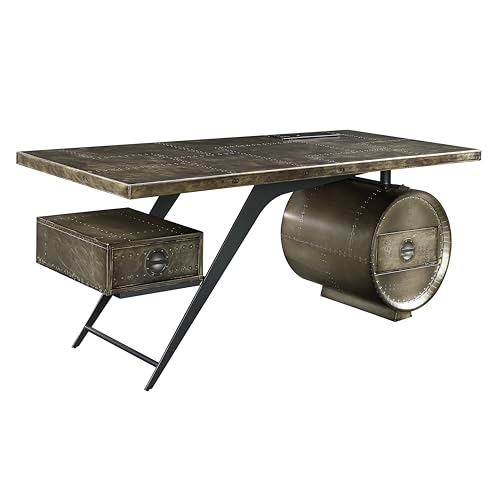 Acme Brancaster Aluminum 2-Drawers Executive Desk with USB Port in
