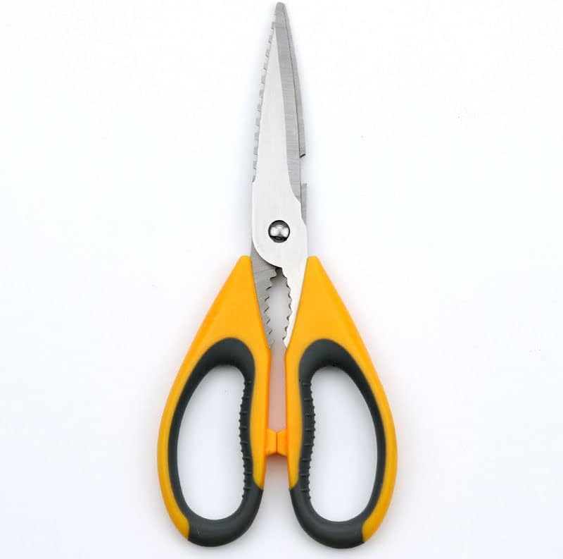 Kitchen Scissors, Cooking Shears Multi Kitchen Scissors Stainless Steel Cutting Chicken Bone Scissor Vegetable Cutting Knife Can Opener Household Scissors(Color:Yellow)