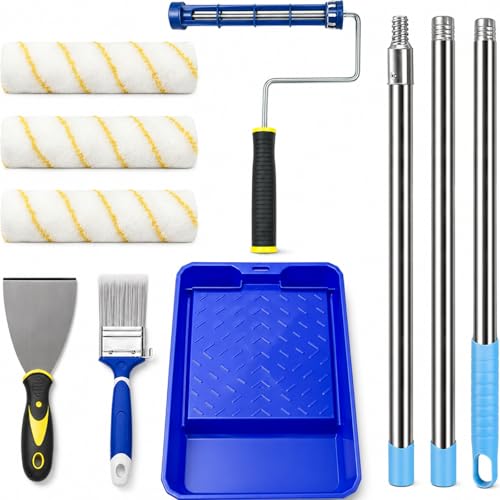 Paint Roller Kit with 4 ft Extension Pole, 8-Piece DIY