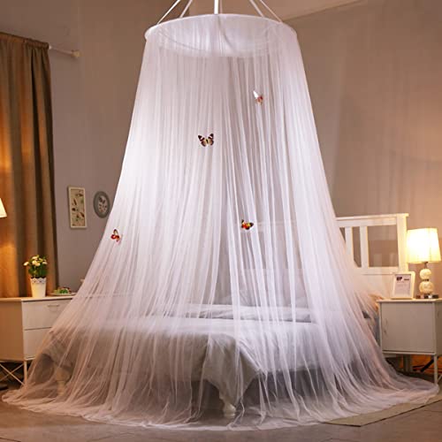 Eimilaly Large Bed Canopy With Butterflies Decor, 3 Door Open Design Bed Canopy For Girls Bed Room Decor, Encrypted Mesh White #TOP1