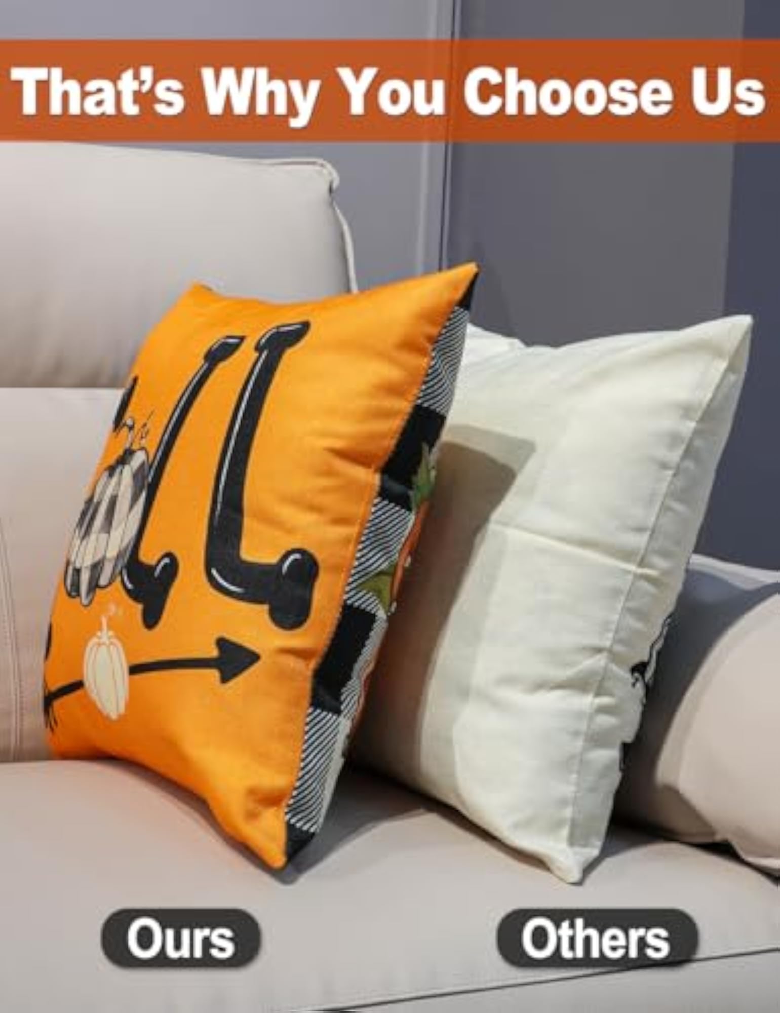 Set of 4 Double-Sided Print Fall Pillow Covers