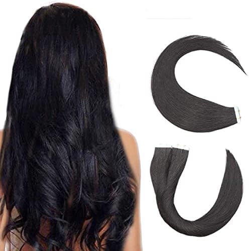 20 Pcs Tape in Extensions Human Hair Thin Type 1.5g/pcs - Seamless Skin Weft Hair Extensions 100% Real Natural Remy Hair (#60 Platinum Blonde, 12 inches)
