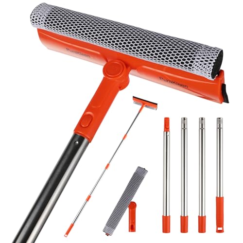 PuraKleen Window Squeegee, 62” Super Long Stainless Steel Pole, Mirror