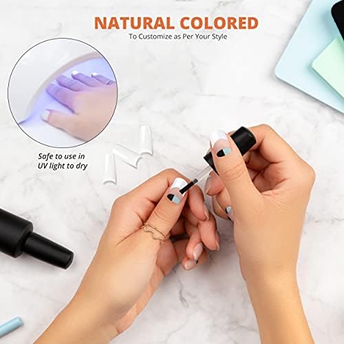 Fake Nails Tips - Natural Colour - 10 Sizes Pack of 500  Half Cover Acrylic Nails extension for Women & Girls - Smooth and Lightweight Oval False Nails Set for Home, Salon, DIY Nail Art