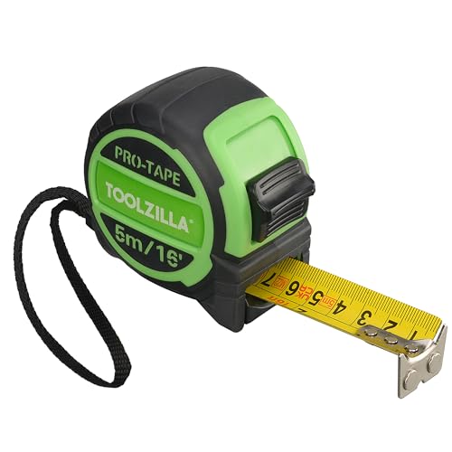 Toolzilla Fita de medição padrão - retrátil - adequada para todos os usos de bricolage e locais de trabalho - borracha para maior durabilidade e conforto - 5 m (16 pés)