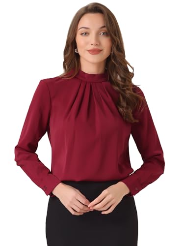 Chemisier de travail manches longues froncées Allegra K pour un look professionnel sans effort