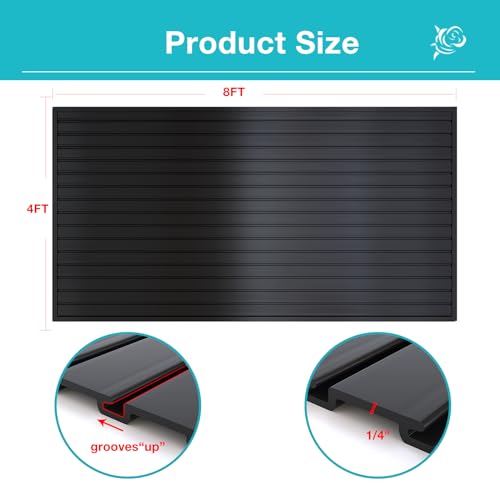 NeatiEase Slatwall Panel Wall Storage Systems, 4 x 8ft Slat Wall Paneling Garage Wall Organizer, Heavy Duty Wall Mounted PVC Wall Rack (Black) by NeatiEase - Image 4