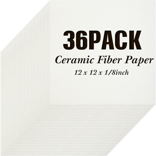 Ctosree 36 Pcs Ceramic Fiber Paper Insulation Gasket or Liner for Kiln White High Temperature Kiln Paper Microwave Ceramic Paper for Stove Fireplace Glass Fusing Jewelry Making (12 x 12 x 1/8 Inch)