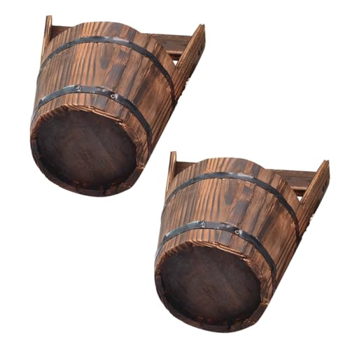CIMAXIC 2 Piezas Maceta suculenta maceteros con riego automático al Aire Libre jardineras al Aire Libre Planta Indoor Garden decoración Exterior macetero Colgante de Madera Maceta Colgante