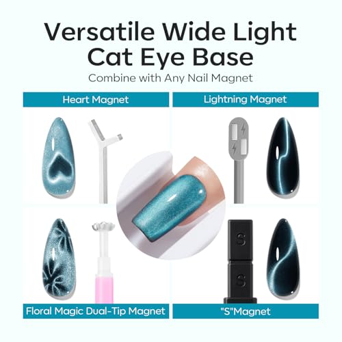 Image of Modelones 5D Automatic Cat Eye Magnet for Nails, 5Pcs Circle Nail Magnet Tool for Cat Eye Gel Polish, 360 Rotating Cat Eye Magnet Tool, U-Shaped&Ball Magnet&Hole&Heart Magnets for Glass Bead Nail Art