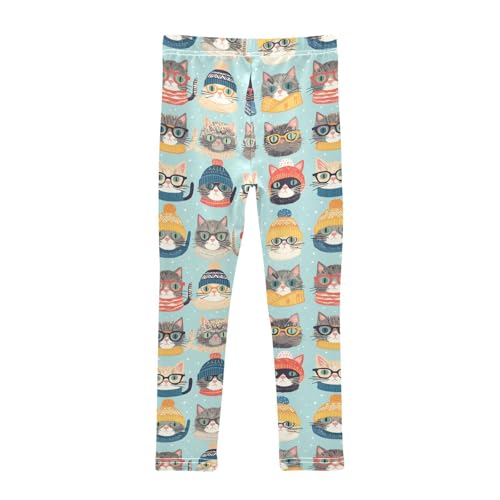 Cats Girls' Leggings Toddler Doodles Cartoon Kids Yoga Pants Dance Active Tights 4T2