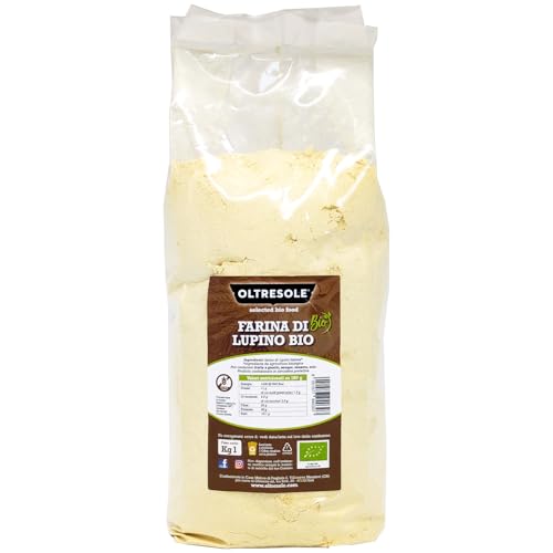 Oltresole - Harina de Altramuz Ecológica 1 kg - Harina de Legumbre Ecológica, Rica en Proteínas, Baja en Carbohidratos, Rica en Fibra, Perfecta para Dulces y Salados, Vegana