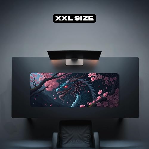 Image of Twilight Dragon Premium Desk Mat | Anti-Skid | Anti-Slip | 90 * 42 cm | Laptop Mat for Work from Home /Office /Gaming- Extended Mouse pad and Keyboard Desk mat