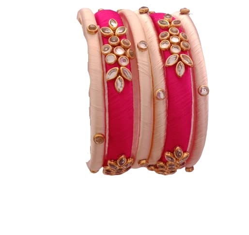 IJYA Sihan Handicrafts Kundan Work Silk Thread Bangle For Women Girls 6 PC Set Wedding & Festive Occasion Handmade Multicolored Chuda Chudi(Dark Pink, 2.6) (B09ZDLTZTH) Amazon Price History, Amazon Price Tracker