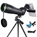 Spotting Scope,Huicocy 20-60x60mm Zoom 39-19m/1000m Fully Multi Coated Optical Lens Fogproof and Movably Eyepiece Rubber Design Telescope with Quick Smartphone Mount Kit and Tabletop Tripod for Target