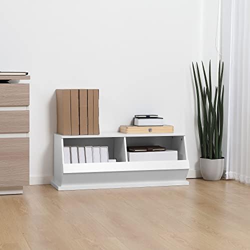 HOMCOM 2 Cube Storage Cabinet, Display Cabinet with 2 Compartments for Living Room, Closet, Bedroom, Play Room, White