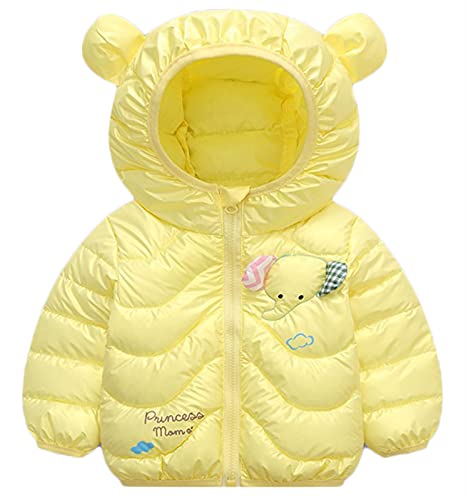 Insun Baby Boy Girls Elephant Print Puffer Hooded Coat Lightweight Outwear Quilted Jacket with Ear Yellow 2-3 Years