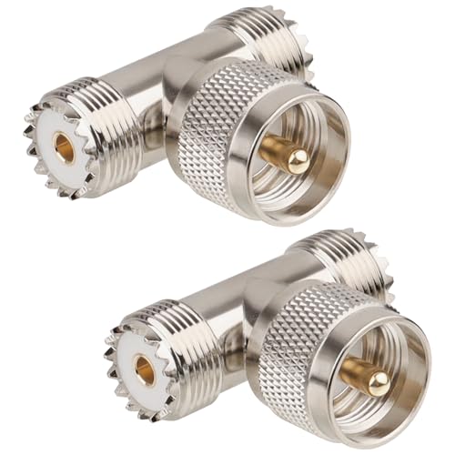 Adaptador T-Conector UHF Macho a Hembra, Pack 2 Pzs miniatura 1