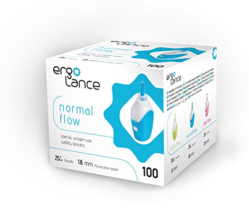ergoLance 8482 25 g x 1.8 mm Depth, Pressure Activated Safety Lancet with Comfort ridges, Normal Flow, Blue (Pack of 100)