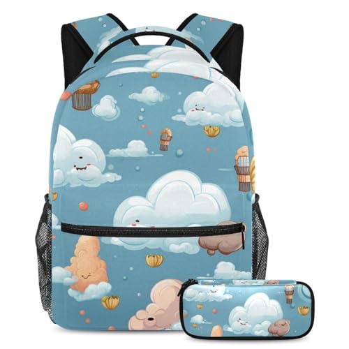Cartable pour enfants : ensemble de 2 sacs scolaires nuages colorés