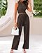 BTFBM Summer Outfits For Women 2026 Cropped Sleeveless Tank Tops Wide Leg Pants 2 Piece Sets Beach Lounge Set Clothing(Coffee, Medium)