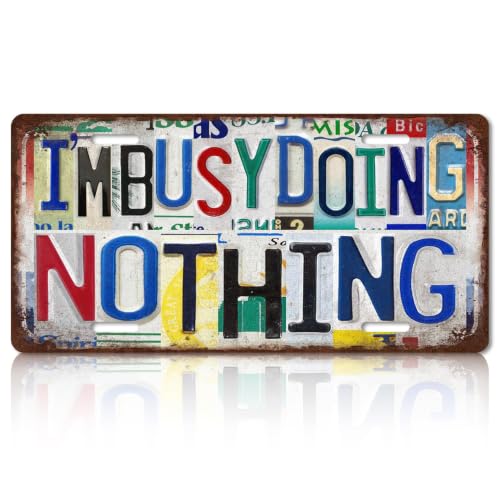 SHENIFY I'm Busy Doing Nothing Sign Metal Funny Wall Art Decor 6x12in