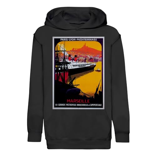 Hoodie enfant Marseille poster vintage - Idée cadeau rétro style art déco 30s
