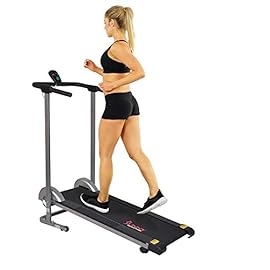 Sunny Health & Fitness SF-T1407M Foldable Manual Walking Treadmill, Gray