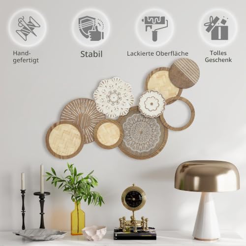 HOMCOM Moderne Holz Wanddekoration 83,8x44,5 cm Naturholz – Bild 5