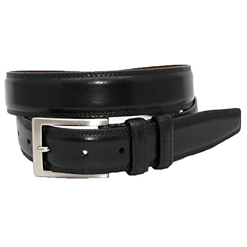 Torino Leather Italian Aniline Leather Dress Belt - Black
