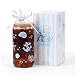 Celebloom Beach Gifts for Women, Ocean Sea Glass Cup with Lid and Straw, 16oz Coffee Cup Tumbler Summer Beachy Stuff for Women Teen Girls Friends Mom Wife Birthday Thanksgiving Wedding Bridal Shower