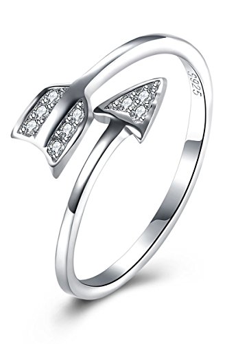 Arrow Rings 925 Sterling Silver for Women Zircon Cuff Adjustable Jewelry