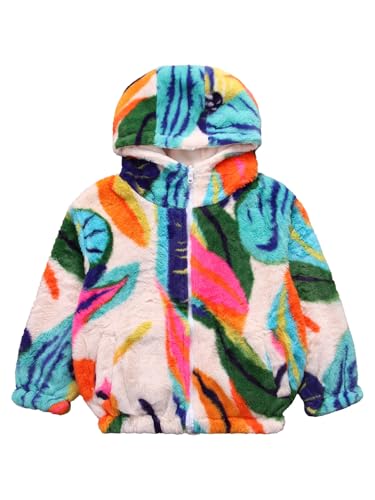 Kids Toddlers Girls Winter Sherpa Fleece Hooded Jacket Full Zip Long Sleeve Coat Warm Printed Casual Outerwear3