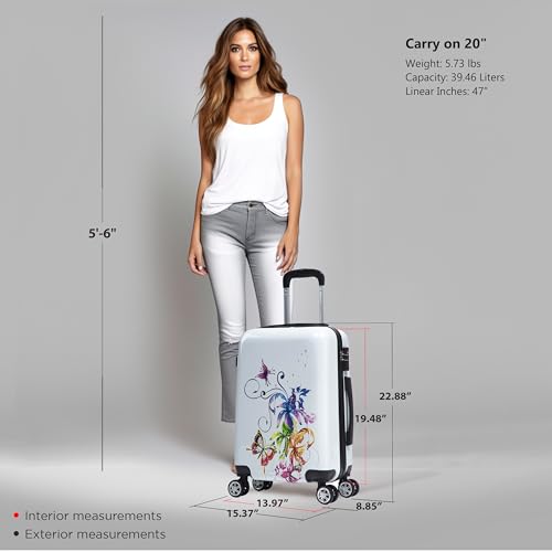 Image of InUSA Fusion Print Luggage with Spinner Wheels | Durable Lightweight Hardside Suitcase | Travel Bag with Handle and Trolley | 20 Inch Carry-On Spinner Luggage