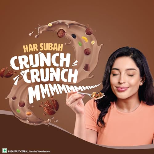 Image of Saffola Muesli Choco Crunch with Flavour Pops, 400 gm /450 gm | 15 in 1 Fruit and Nuts, Seeds, Millet & more | Cereals for breakfast with wholegrain, protein, fibre (Pack of 3)