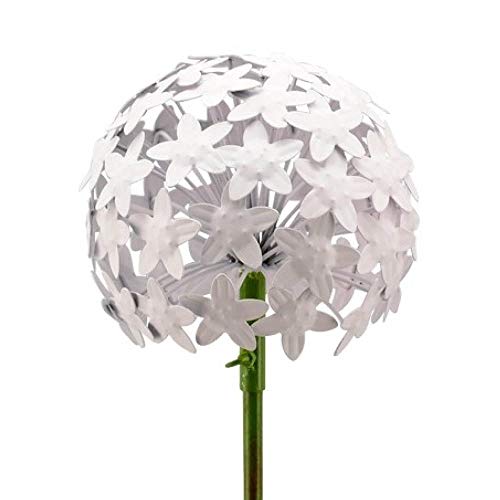 finehomegarden Gartenstecker Allium 16x16cm klein weiß Gartendeko Rankhilfe Metall / 240132