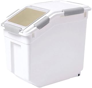 xingxinqi Dog Food Storage Container with Wheel Pet Dog Food Bin Rice Dispenser Airtight Pet Food Storage Container for Rice Grain Pet Food, Gray