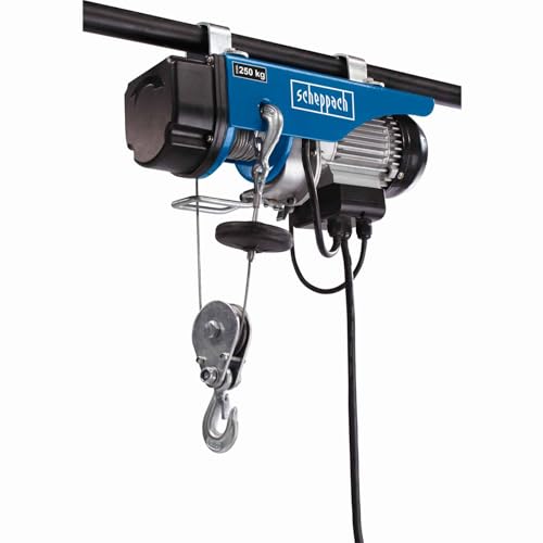 Image of Scheppach HRS250 Electric Cable Hoist | 125kg/250kg with Pulley | 12m Lift | Emergency Stop | Mounting Brackets (HRS250)