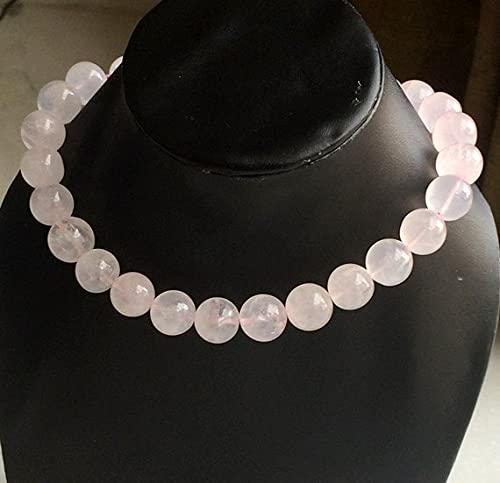 LKBEADS 1 sznurek naturalny kwarc różany zwykłe okrągłe kulki, naszyjnik z kwarcu różowego, różowy kwarc różowy, koraliki 14,5-15 mm, 30 cm