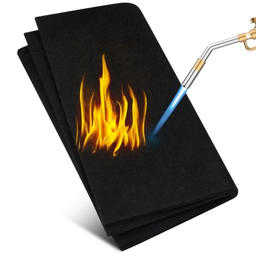 Flintronic Feuerfeste Unterlage, 70x30 cm - Hitzeschutzmatte hitzebeständig bis 982 °C-Sicheren Brandschutz, 5mm Stark Carbonfilz Feuerschutzmatte, für BBQ Grills, Camping, Schweißen, Kamin, Rasen