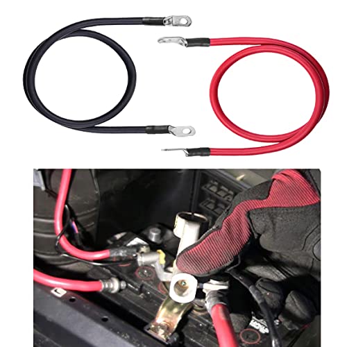 Royfacc 5 Awg Battery Cable 20 Inch Five Gauge Pure Copper Electrical Wire With 3/8" Ring Terminals For Auto Car Solar Atv Lawn Mower Motorcycle Marine Boat, 2 Pieces Set Red + Black #TOP5