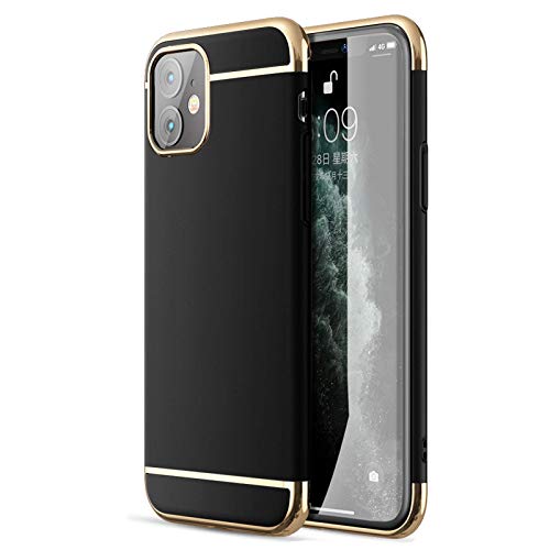 iPhone 11 Case, CROSYMX 3 in 1 Ultra Thin and Slim Hard Case Coated Non Slip Matte Surface with Electroplate Frame for Apple iPhone 11 (6.1'')(2019) - Black (Renewed)