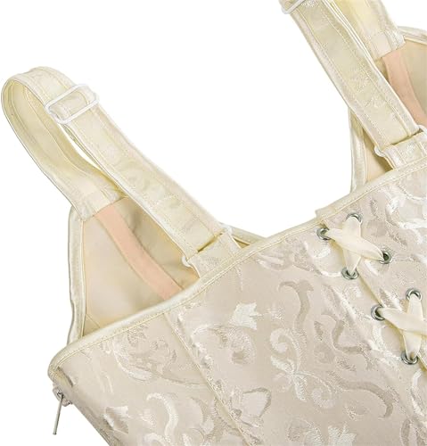 Image of Women's Lace up Gothic Jacquard Shoulder Straps Tank Overbust Shaper Corset Bustiers Top